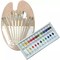 12 ACRYLIC COLOR Painting Paint Set + 12 Brush Set with Wood Palette Artist SET